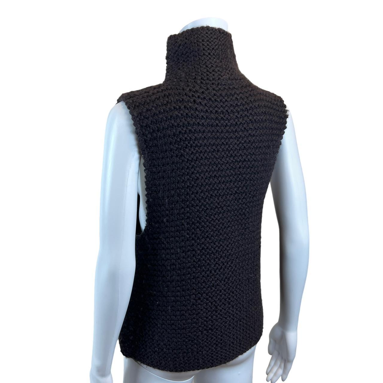 Fendi by Karl Lagerfeld Crystal Embellished Brown Wool Sleeveless Turtleneck