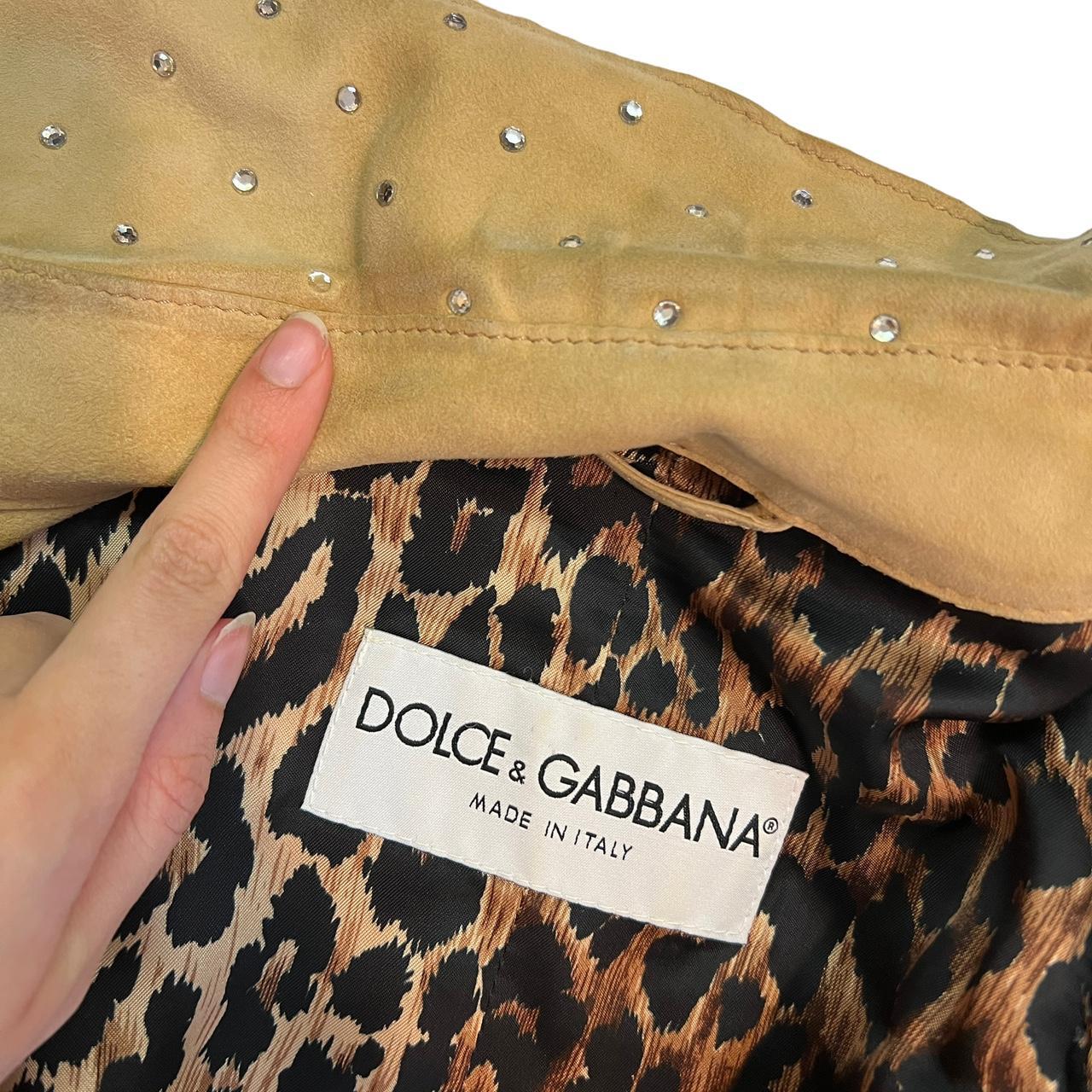 Dolce & Gabbana F/W 2000 Tan Suede Rhinestone Embellished Collared Shirt Jacket