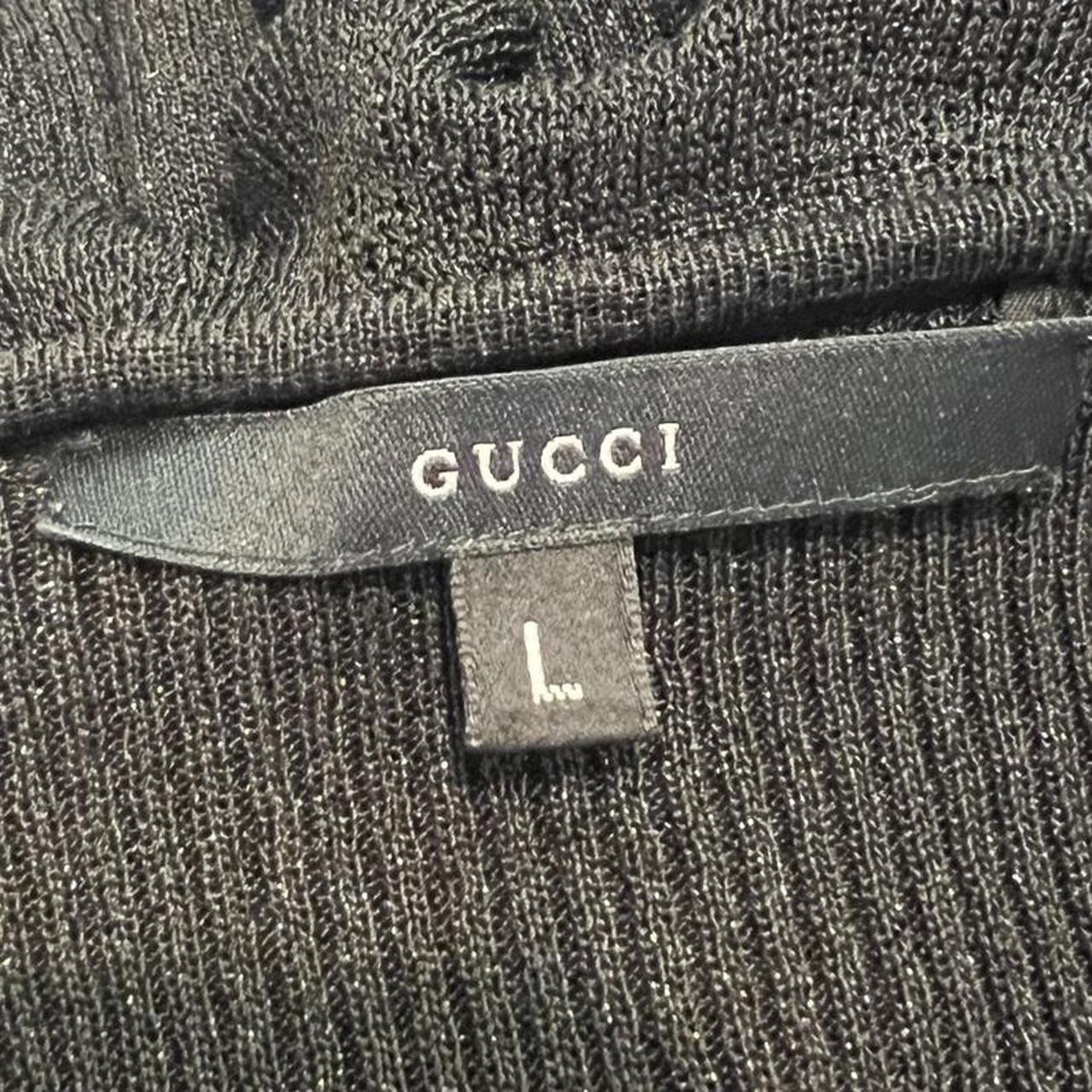 Gucci by Tom Ford F/W 2000 Black Lamé Knit Sweater with Ruffle Trim - Outfit Repeater