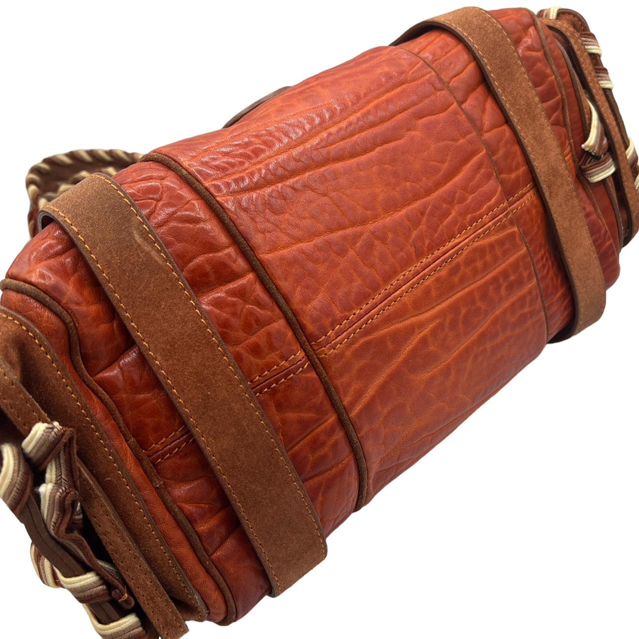 Chloé Silverado Red Tan Woven Leather Shoulder Bag