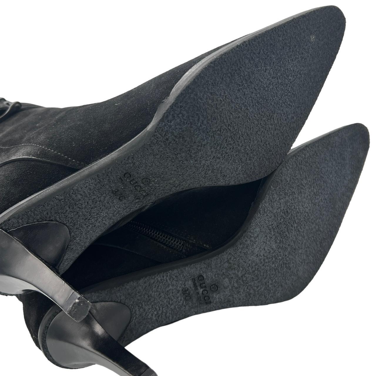 Gucci by Tom Ford Black Suede Pointed Toe Knee High Boots - Outfit Repeater