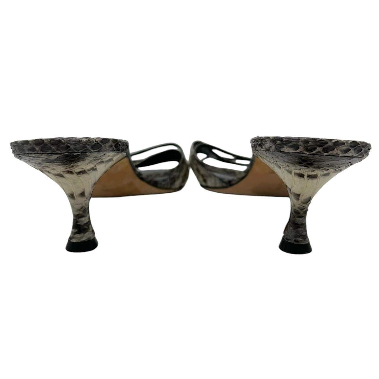 Manolo Blahnik Python Strappy Kitten Heel Sandals - Outfit Repeater