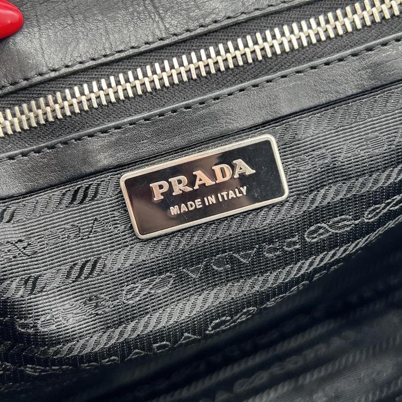 Prada Black Nylon Leather Buckled Shoulder Bag