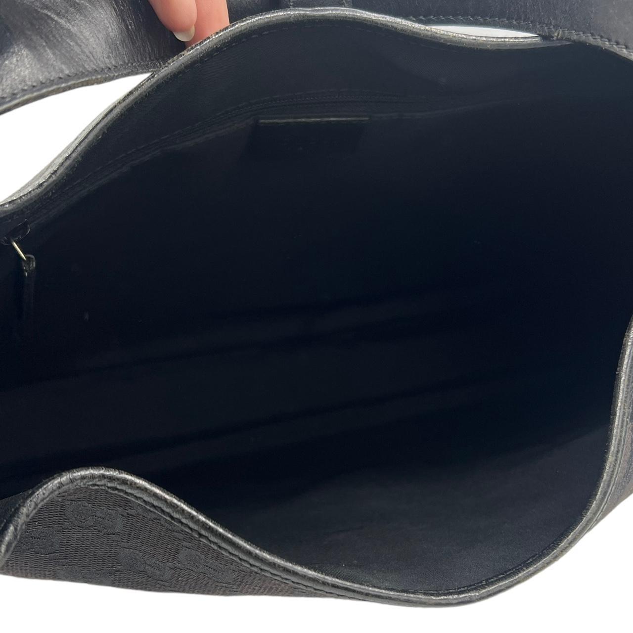 Gucci Black Monogram Canvas Leather Shoulder Bag