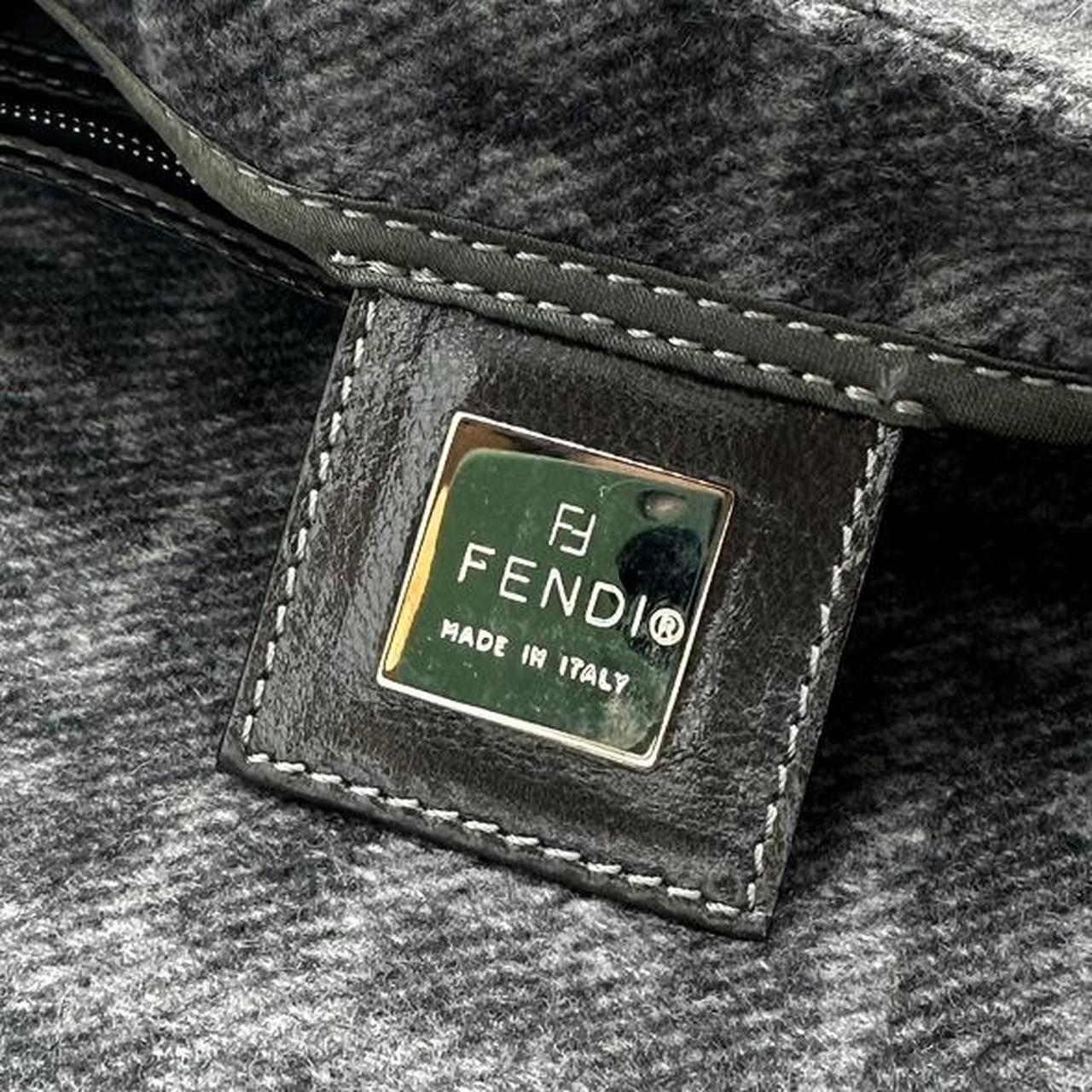 Fendi Wool Knit Gray Zucca Monogram Baguette Shoulder Bag - Outfit Repeater
