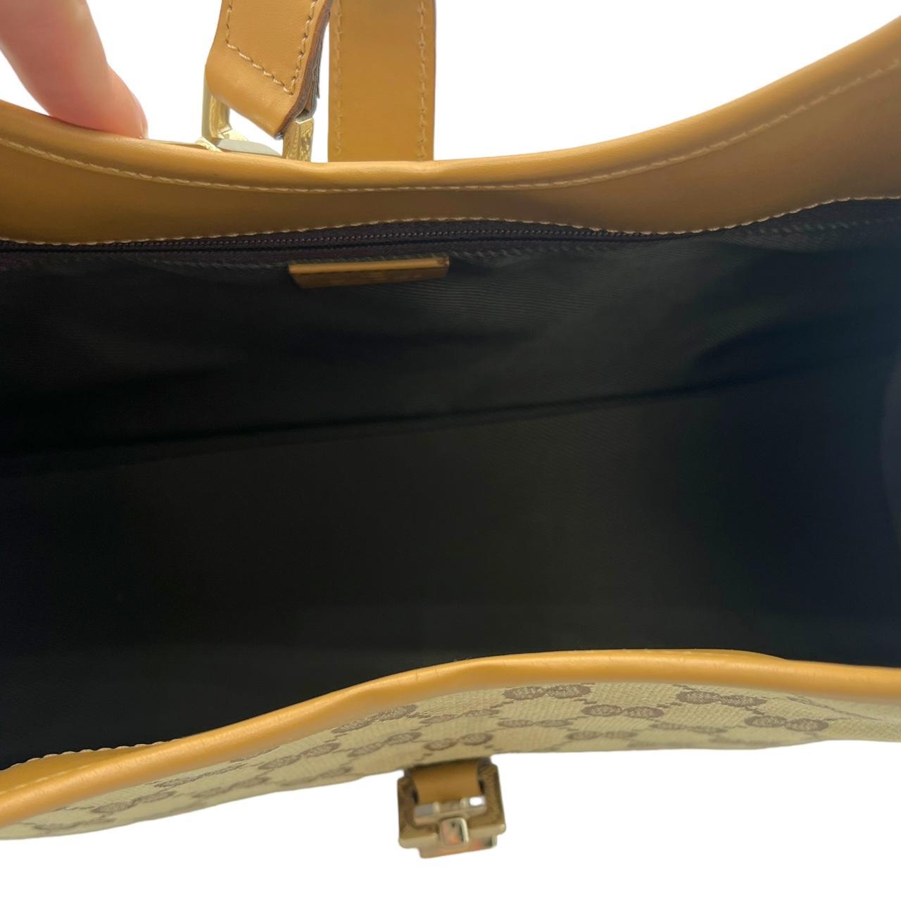Gucci Jackie Shoulder Bag Tan Leather Monogram Canvas