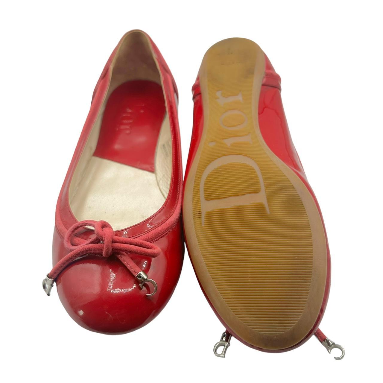 Christian Dior Red Patent Leather Ballet Flats Size 37