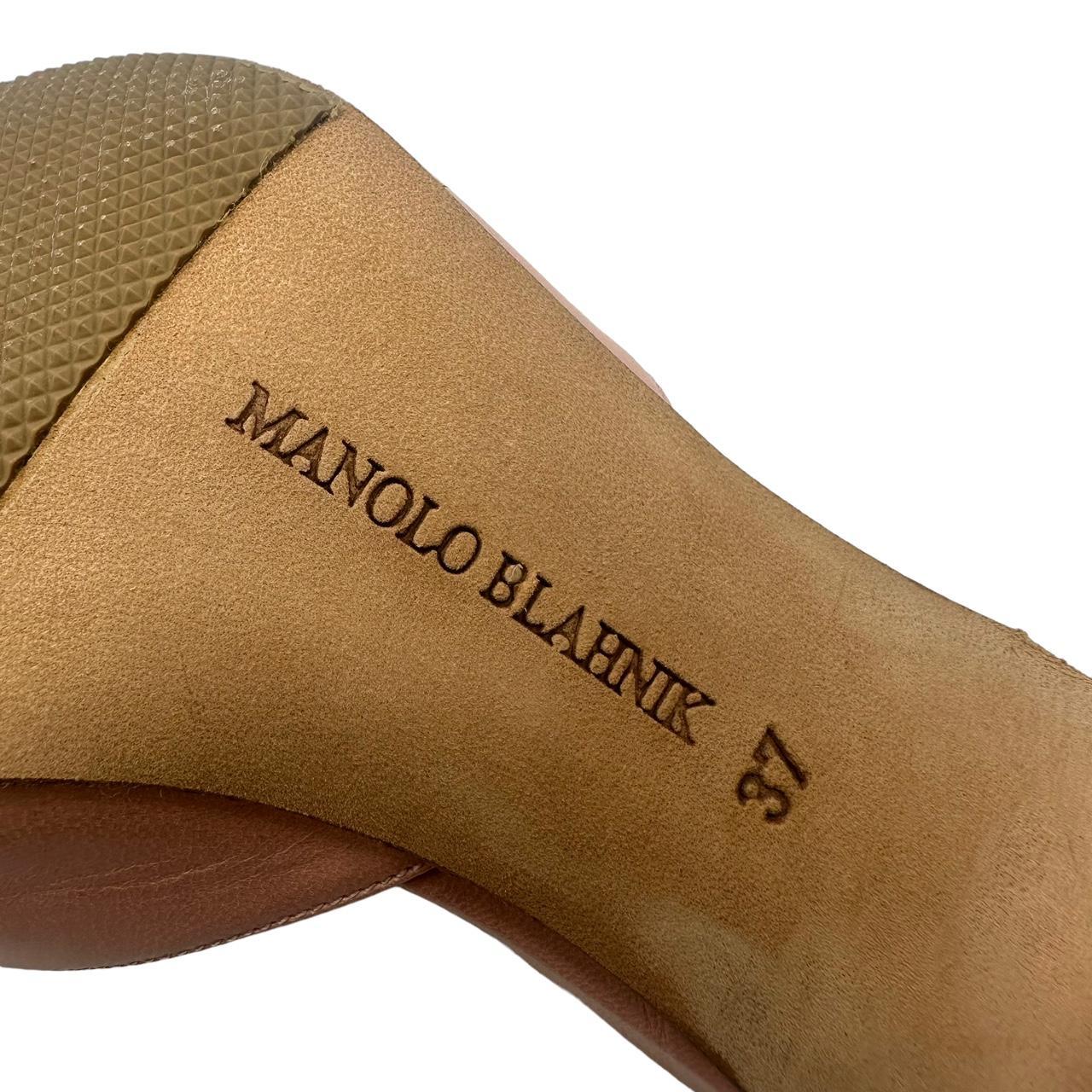 Manolo Blahnik Pink Leather Heeled Pointed Toe Mules