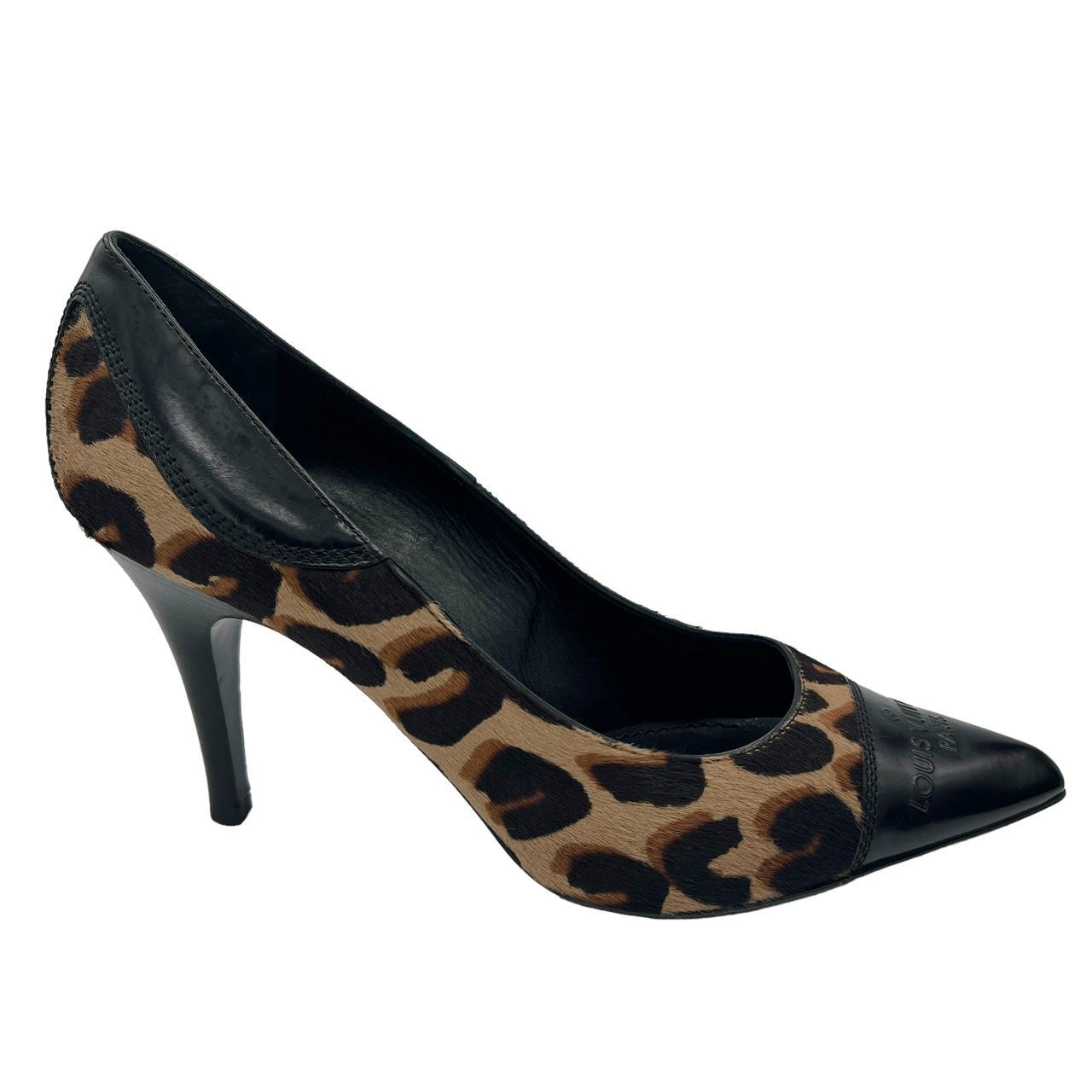 Louis Vuitton Leopard Print Pointed Toe Logo Heels - Outfit Repeater