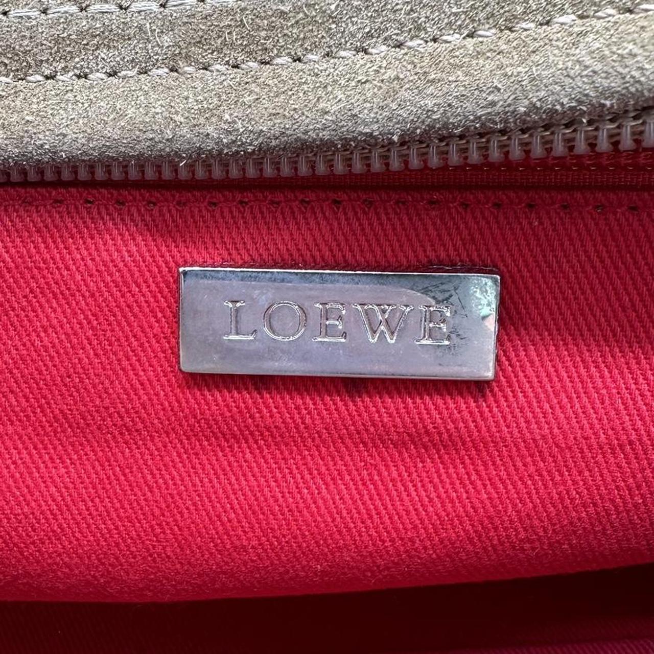 Loewe Suede Amazona Shoulder Bag Tan with Logo Embroidery