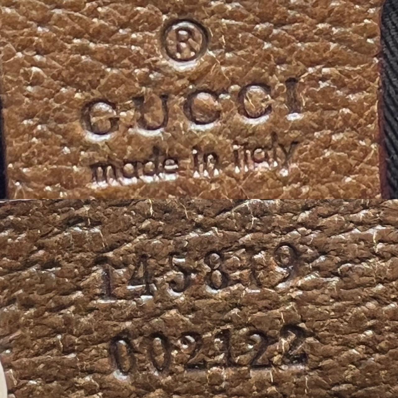Gucci Shoulder Bag Brown Leather Tan Monogram Canvas