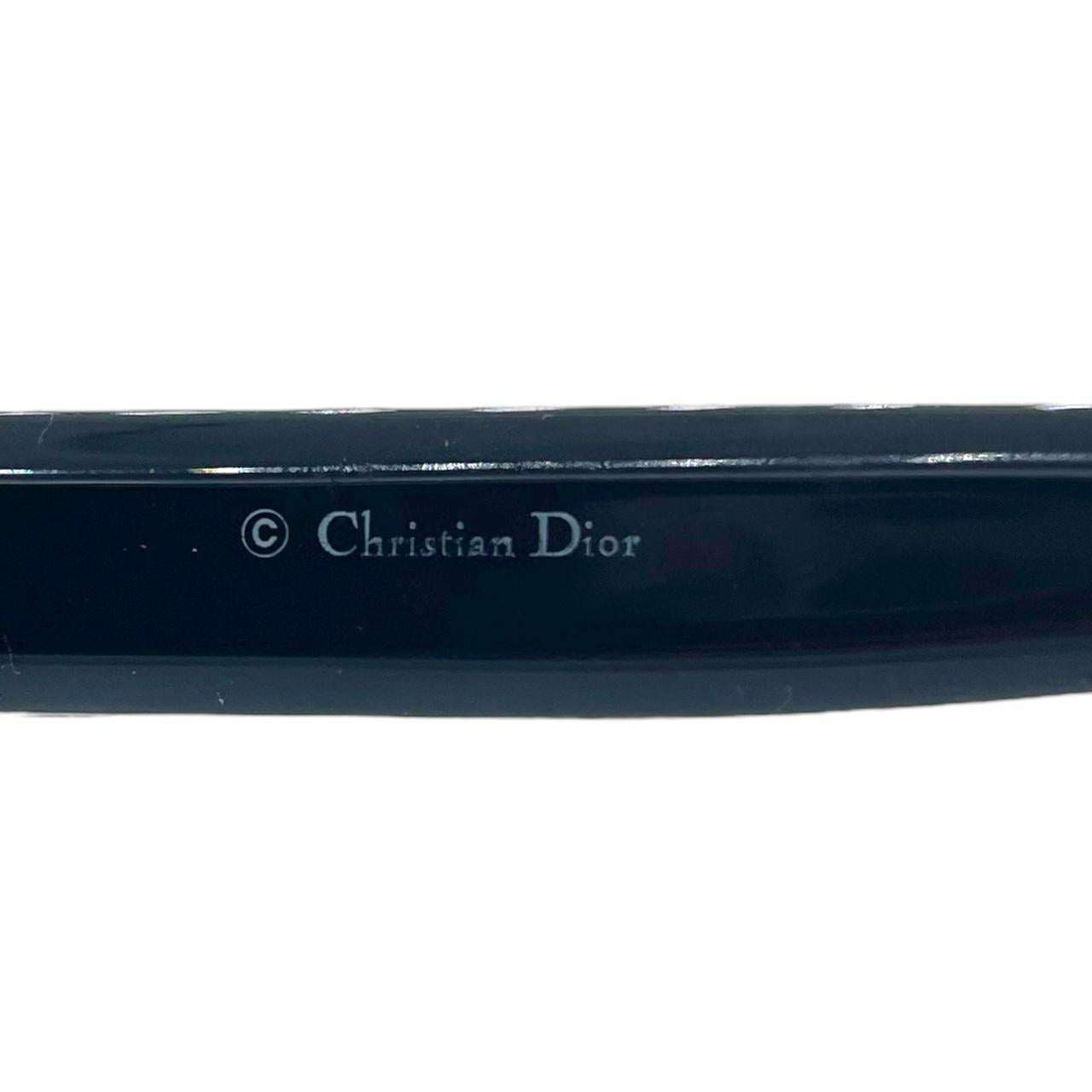 Dior Party 2 Black Silver Sunglasses Green Tinted Lenses