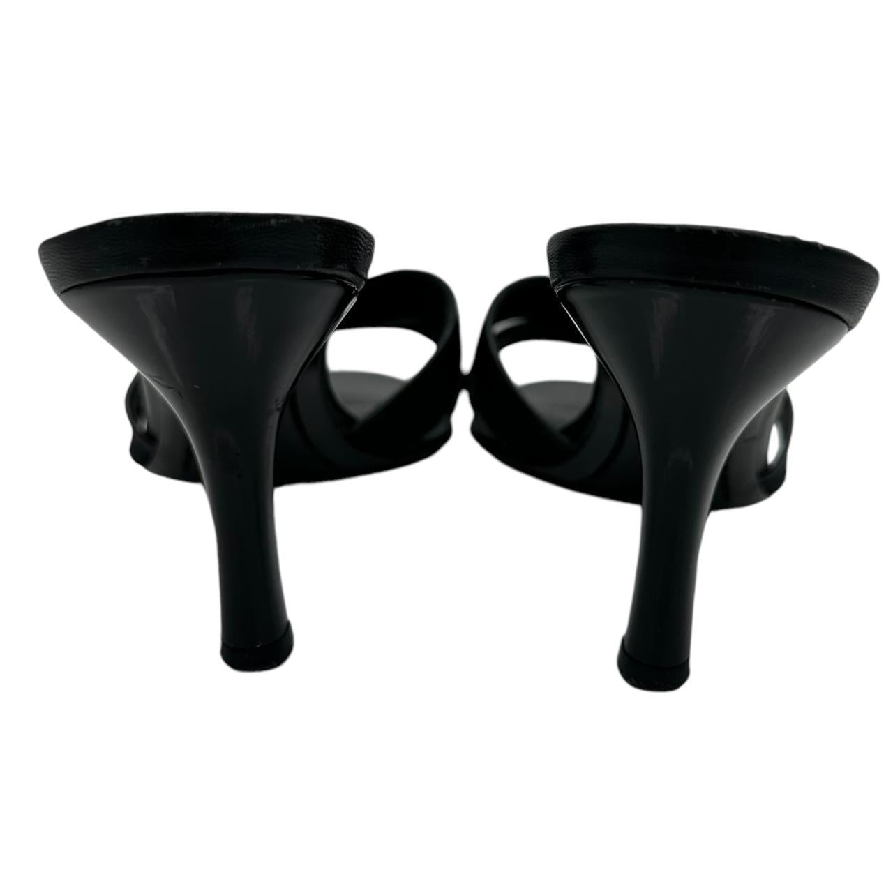 Louis Vuitton Black Lin Monogram Sandal Heels - Outfit Repeater