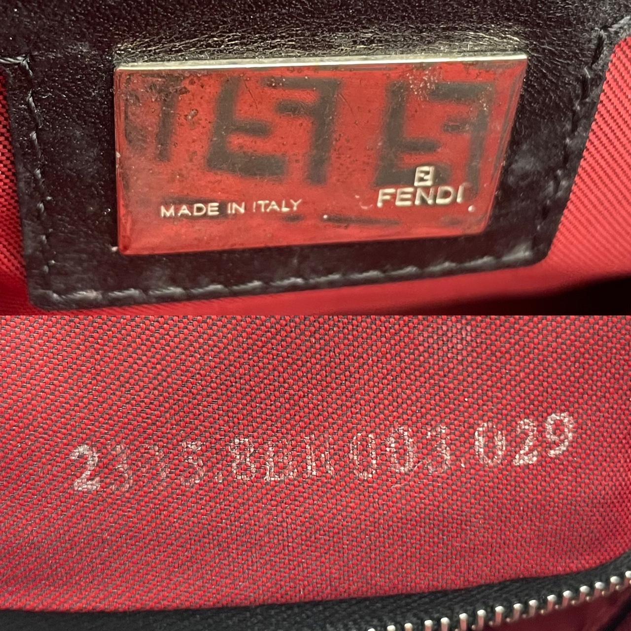 Fendi Fold-Over Baguette Shoulder Bag Red Black Zucca