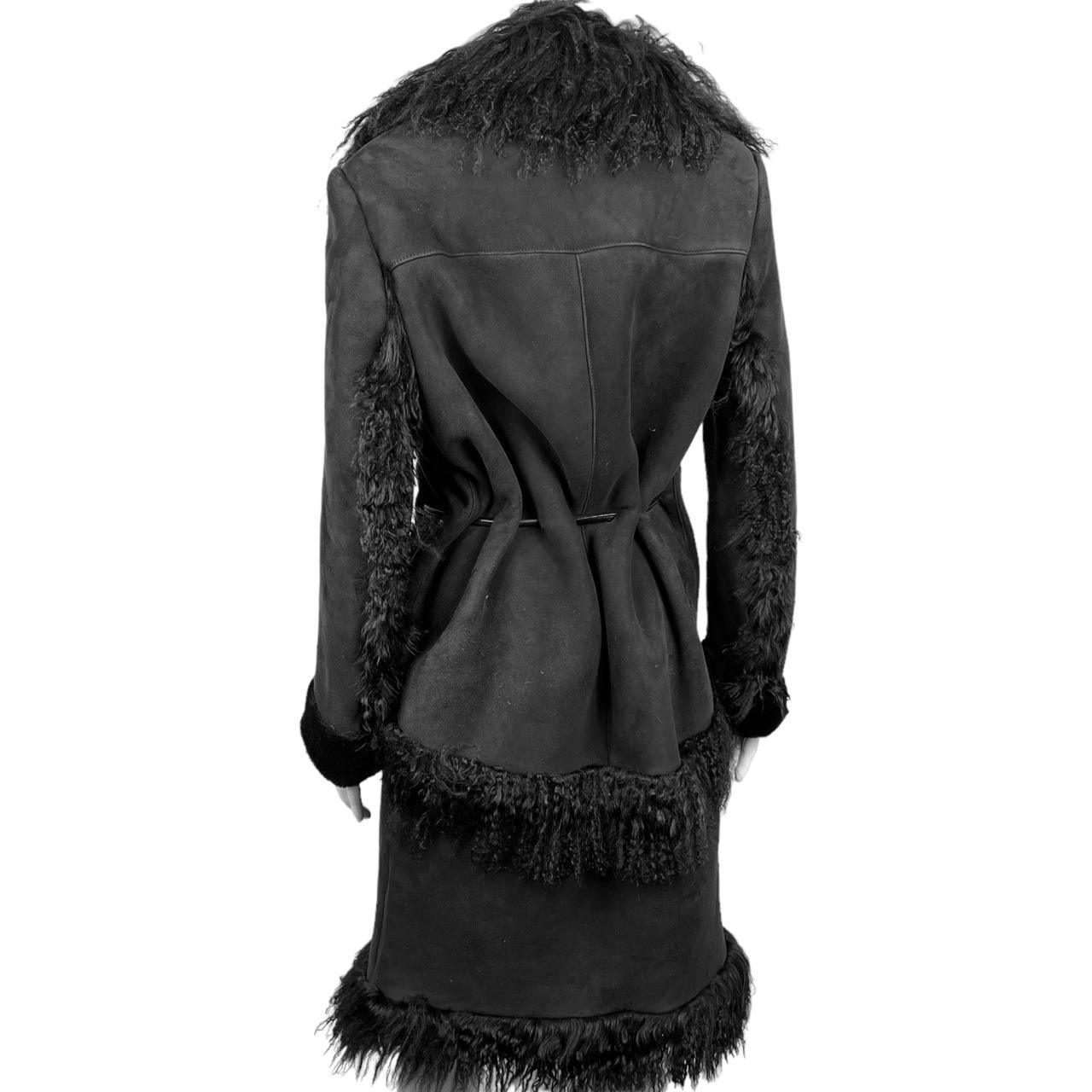 Gucci Black Fur Leather Coat Tom Ford