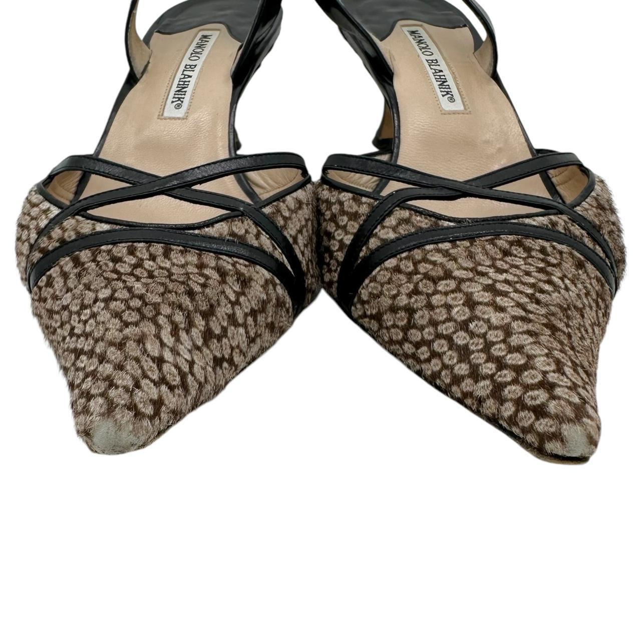 Manolo Blahnik Ponyhair Strappy Slingback Kitten Heels - Outfit Repeater