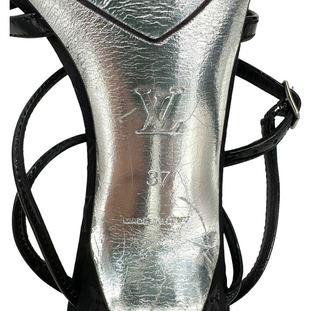 Louis Vuitton Black Monogram Strappy Sandal Heels - Outfit Repeater