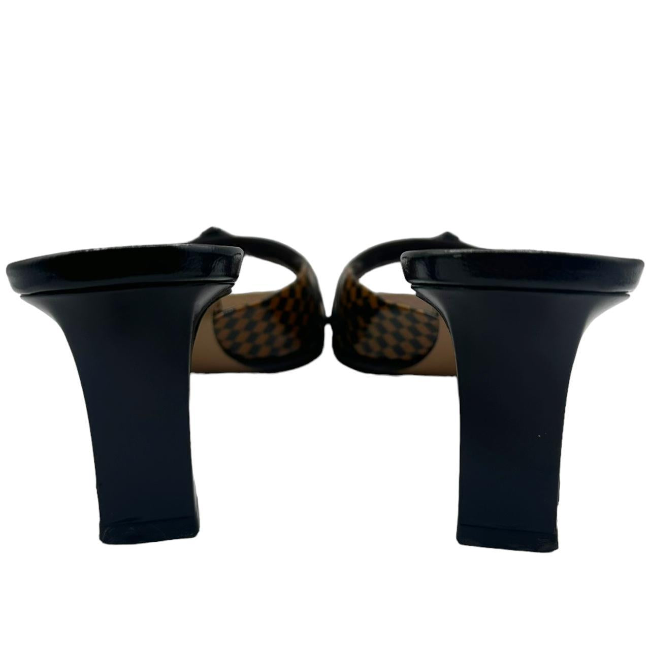 Louis Vuitton Damier Ebene Heeled Sandals
