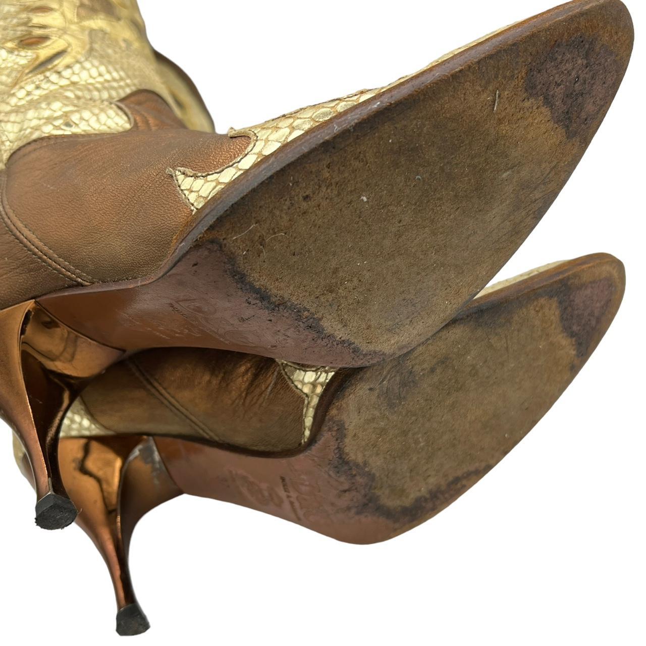 Dolce & Gabbana Metallic Snakeskin Heeled Cowboy Boots