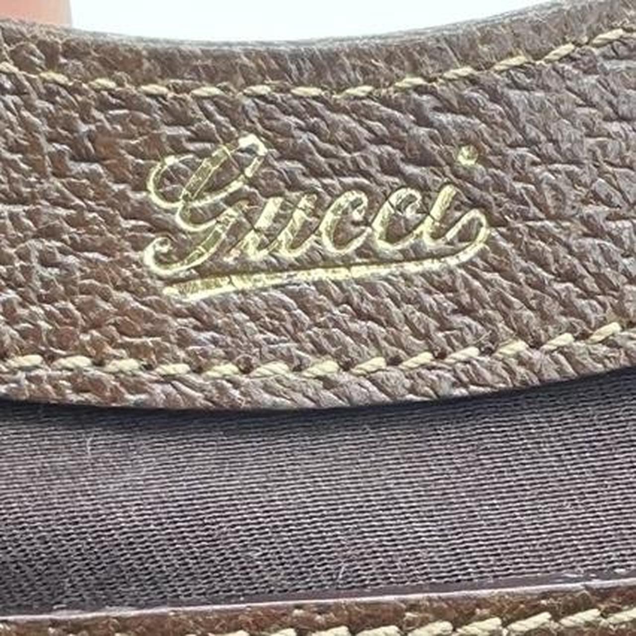 Gucci Shoulder Bag Brown Leather Tan Monogram Canvas