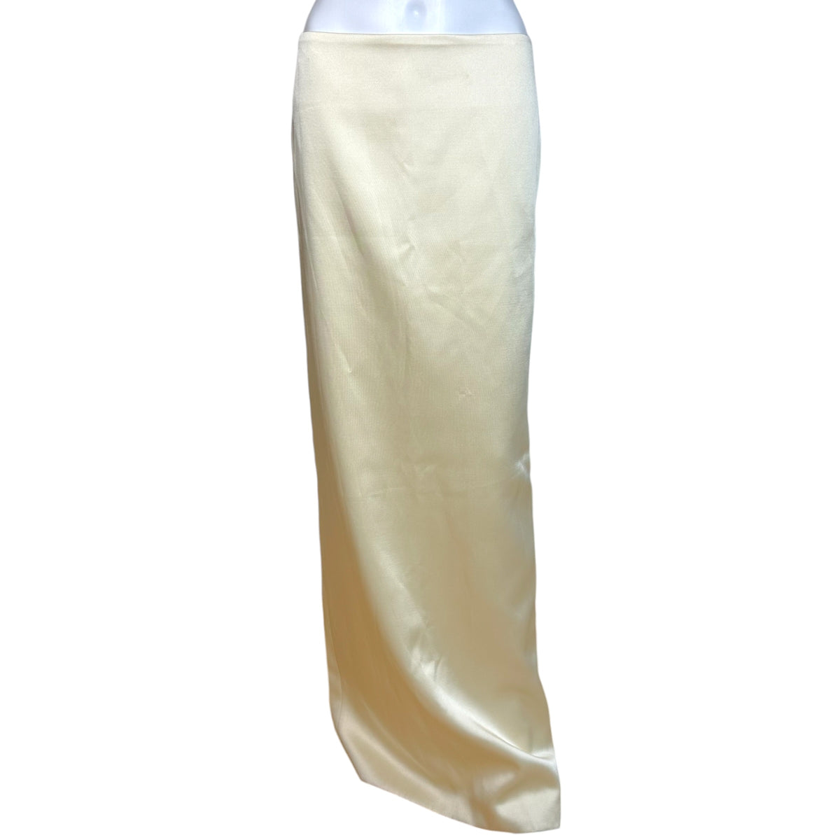 Fanci Club Pale Yellow Satin Maxi Skirt