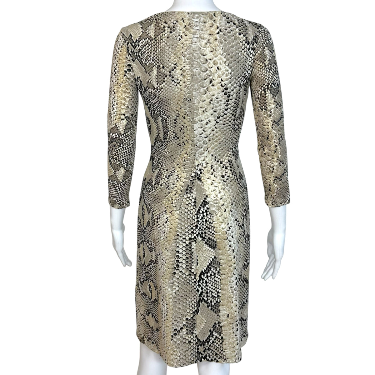 Roberto Cavalli Gray Snakeskin Print Midi Dress