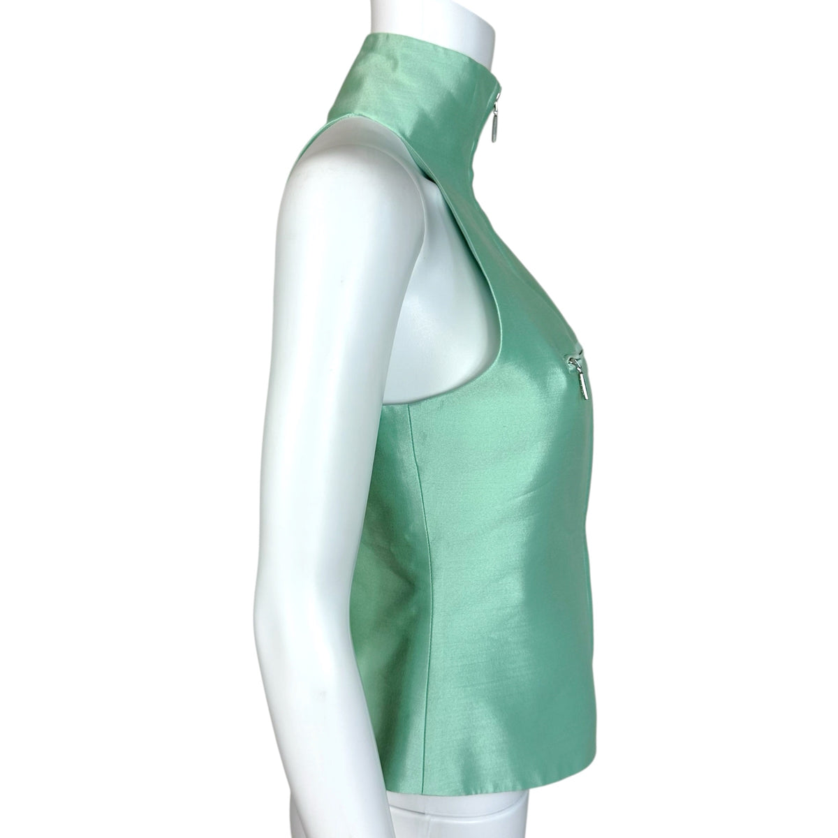 Fanci Club Mint Green Zip-Up Sleeveless Top Size S