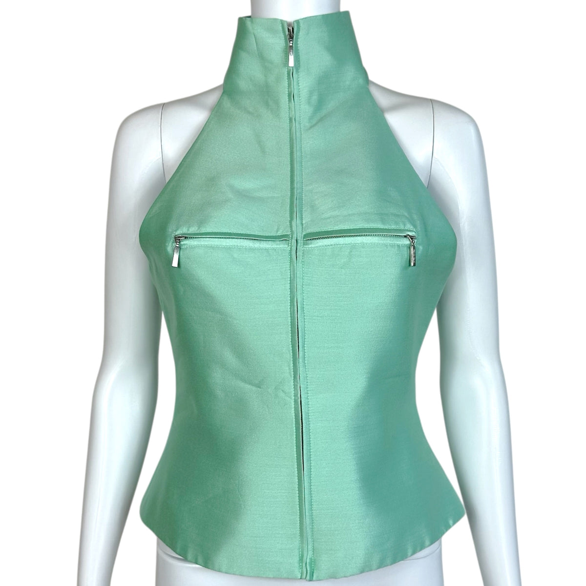 Fanci Club Mint Green Zip-Up Sleeveless Top Size S