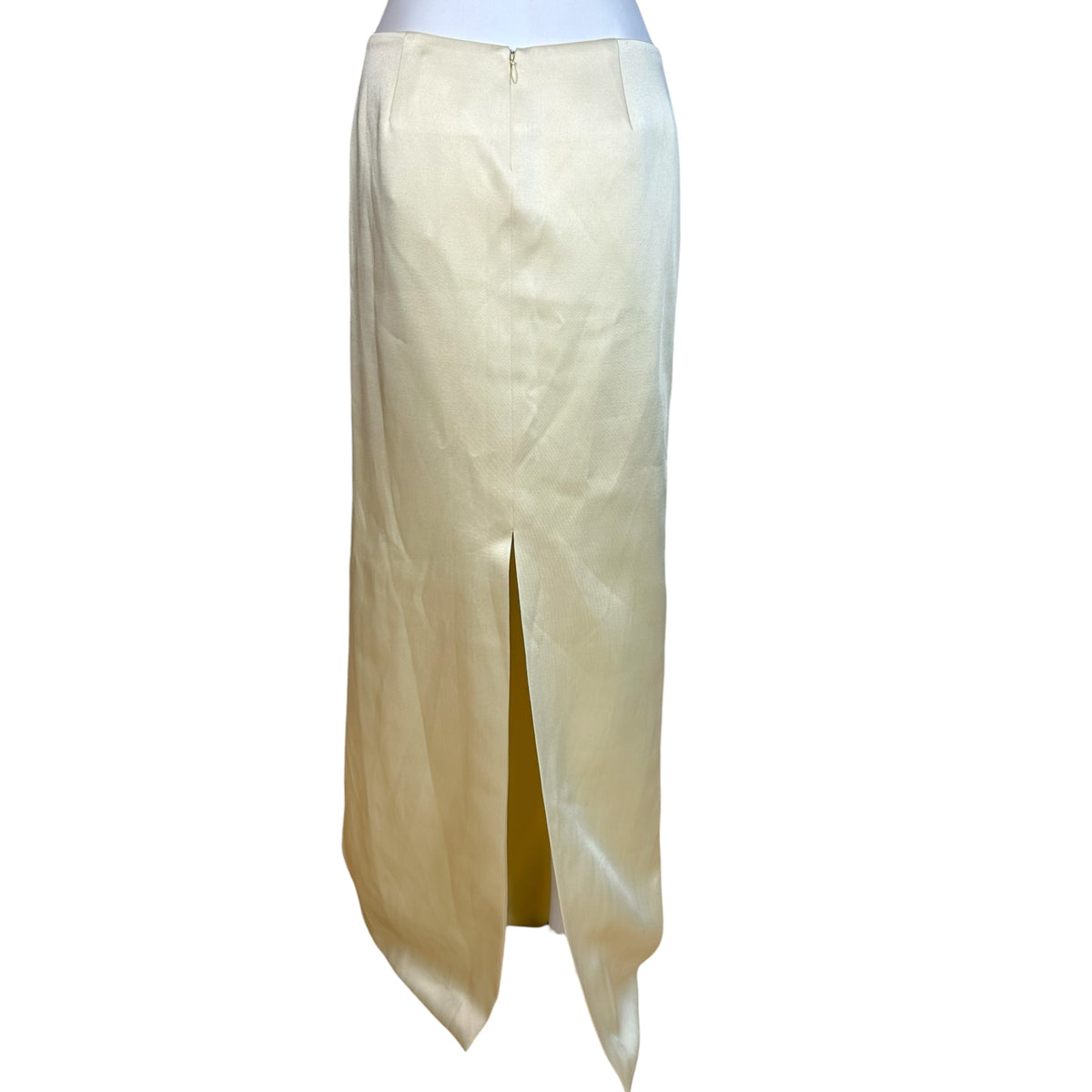 Fanci Club Pale Yellow Satin Maxi Skirt