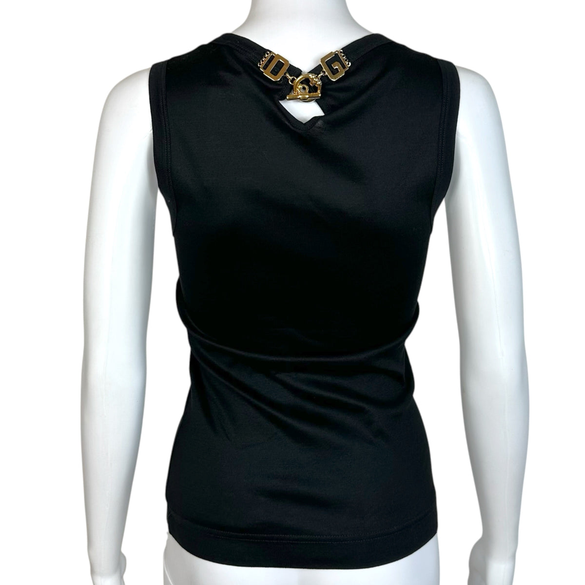 Dolce & Gabbana Black & Gold Logo Toggle Back Tank Top