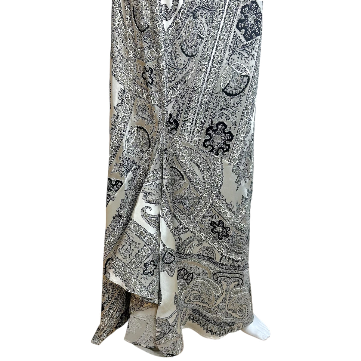 Roberto Cavalli Silk Maxi Skirt Black White Metallic Paisley