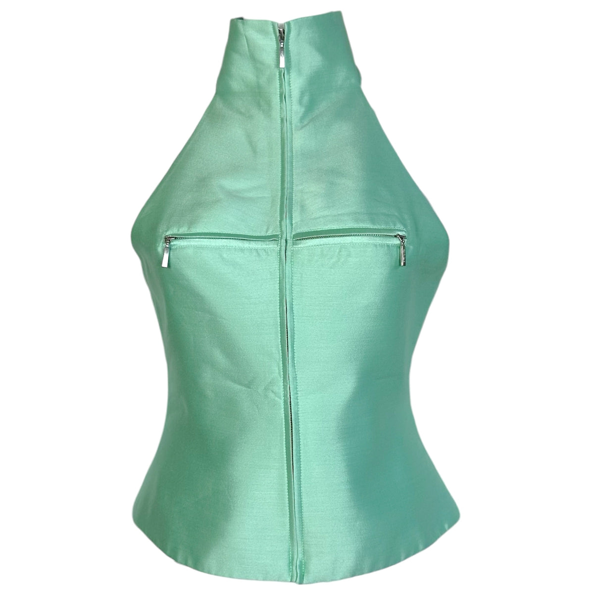 Fanci Club Mint Green Zip-Up Sleeveless Top Size S