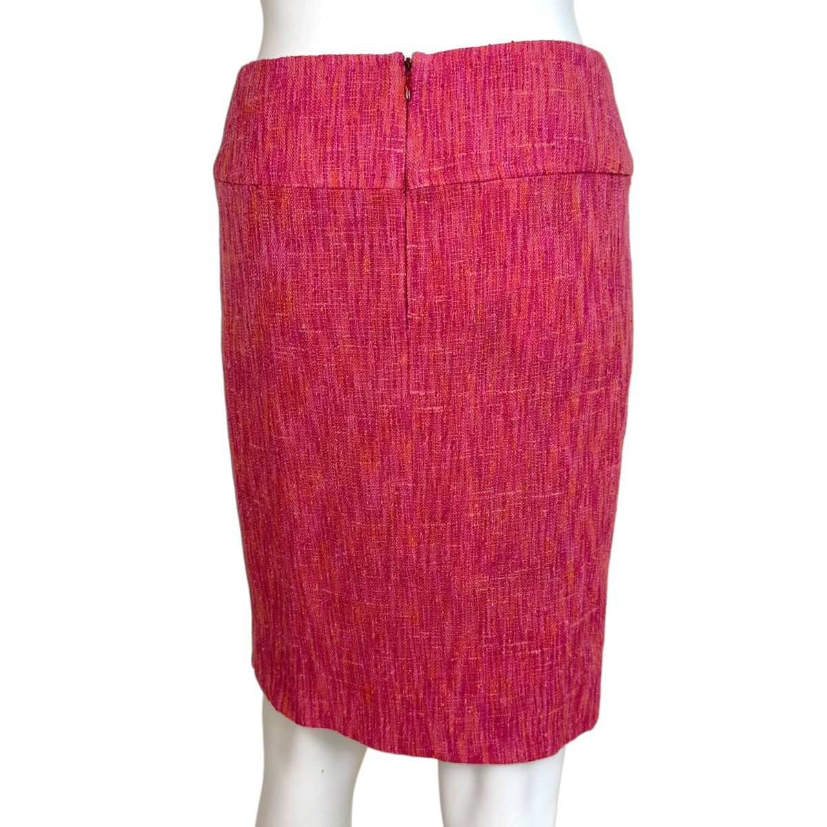 Dolce & Gabbana Pink Orange Tweed Midi Skirt