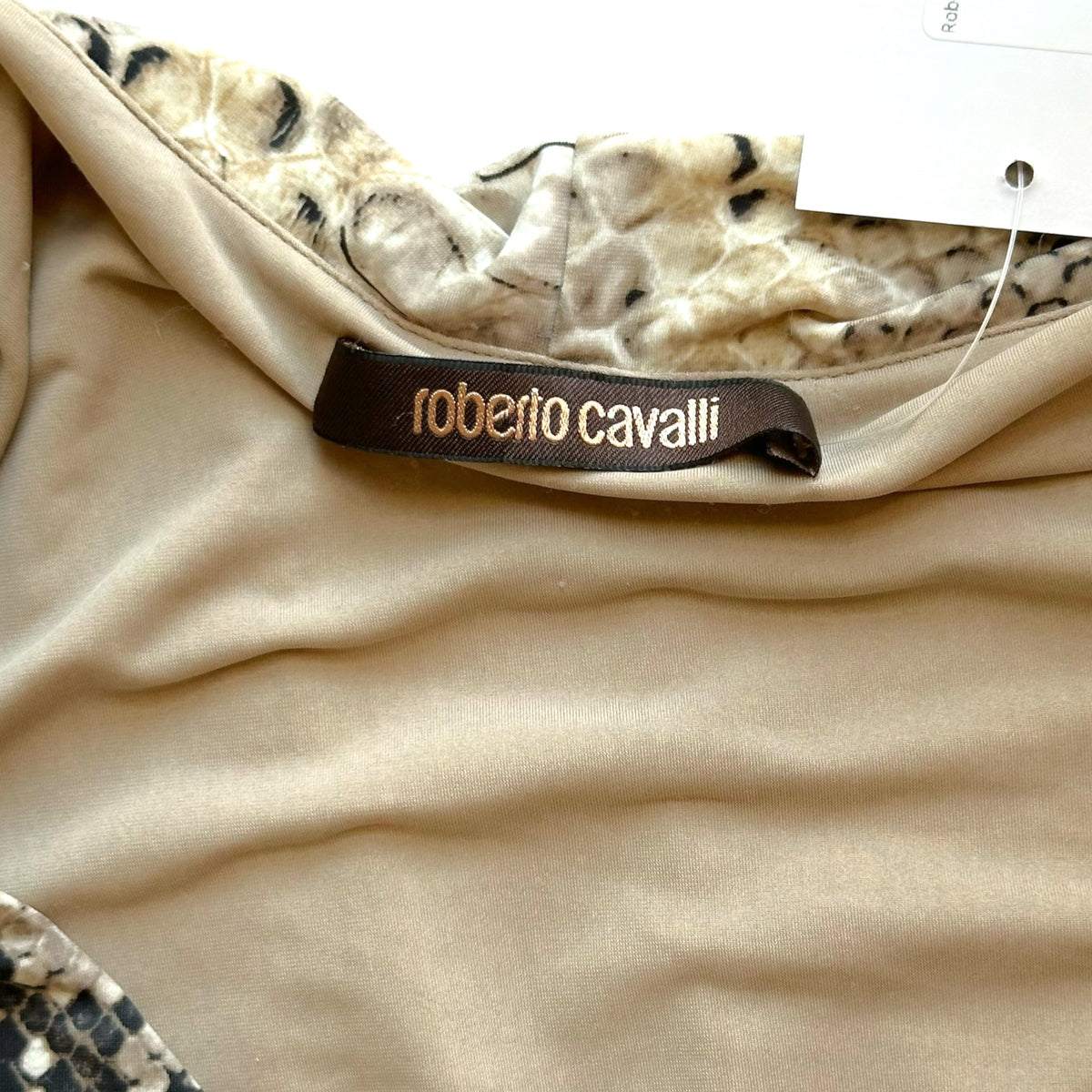 Roberto Cavalli Gray Snakeskin Print Midi Dress