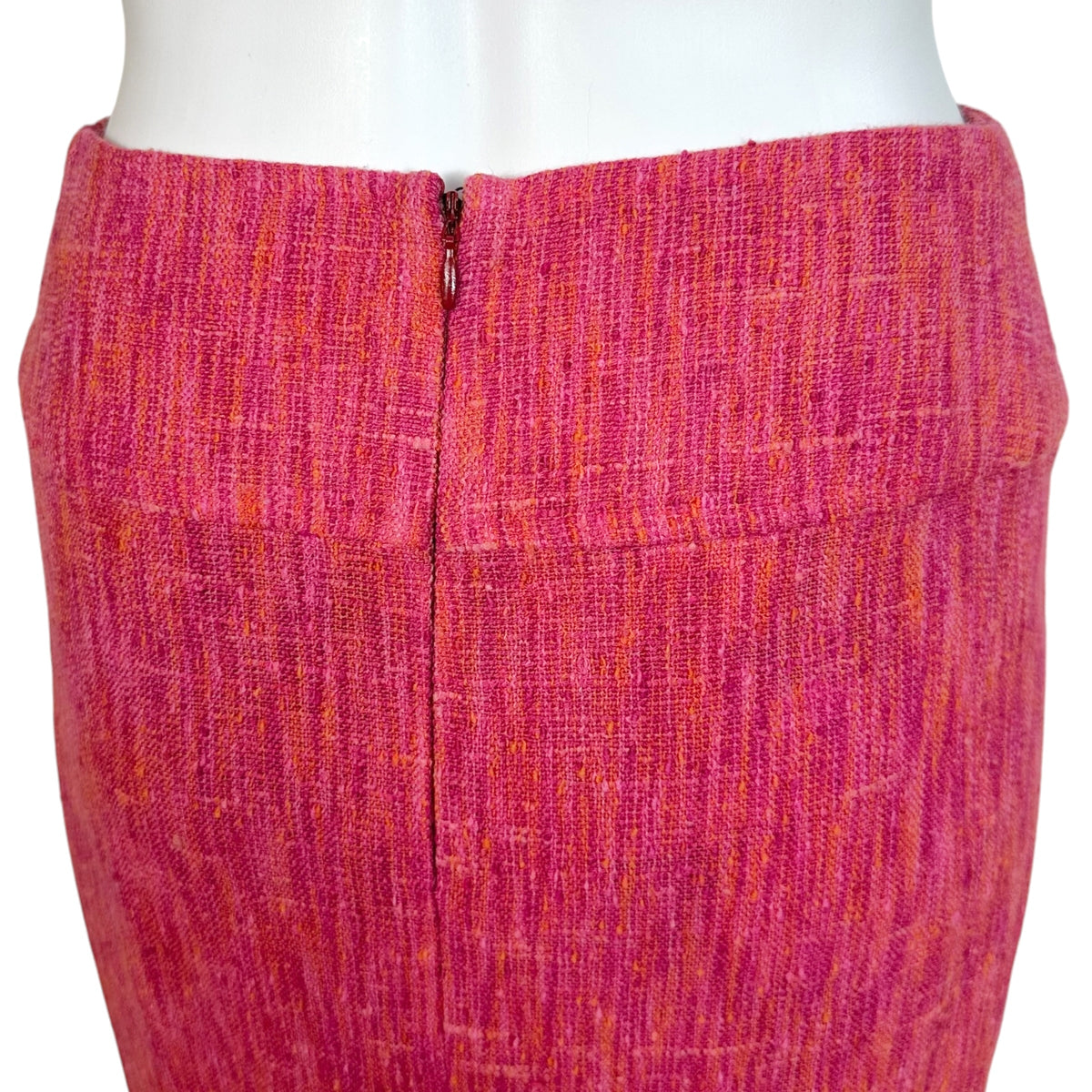 Dolce & Gabbana Pink Orange Tweed Midi Skirt