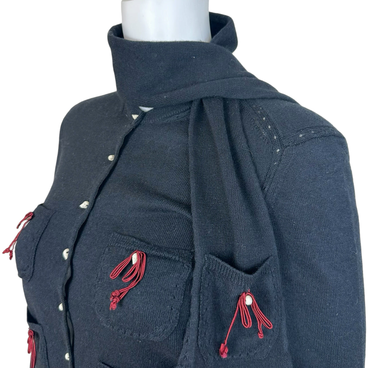 Dsquared2 Black Cashmere Cardigan Scarf Set Bow Skull