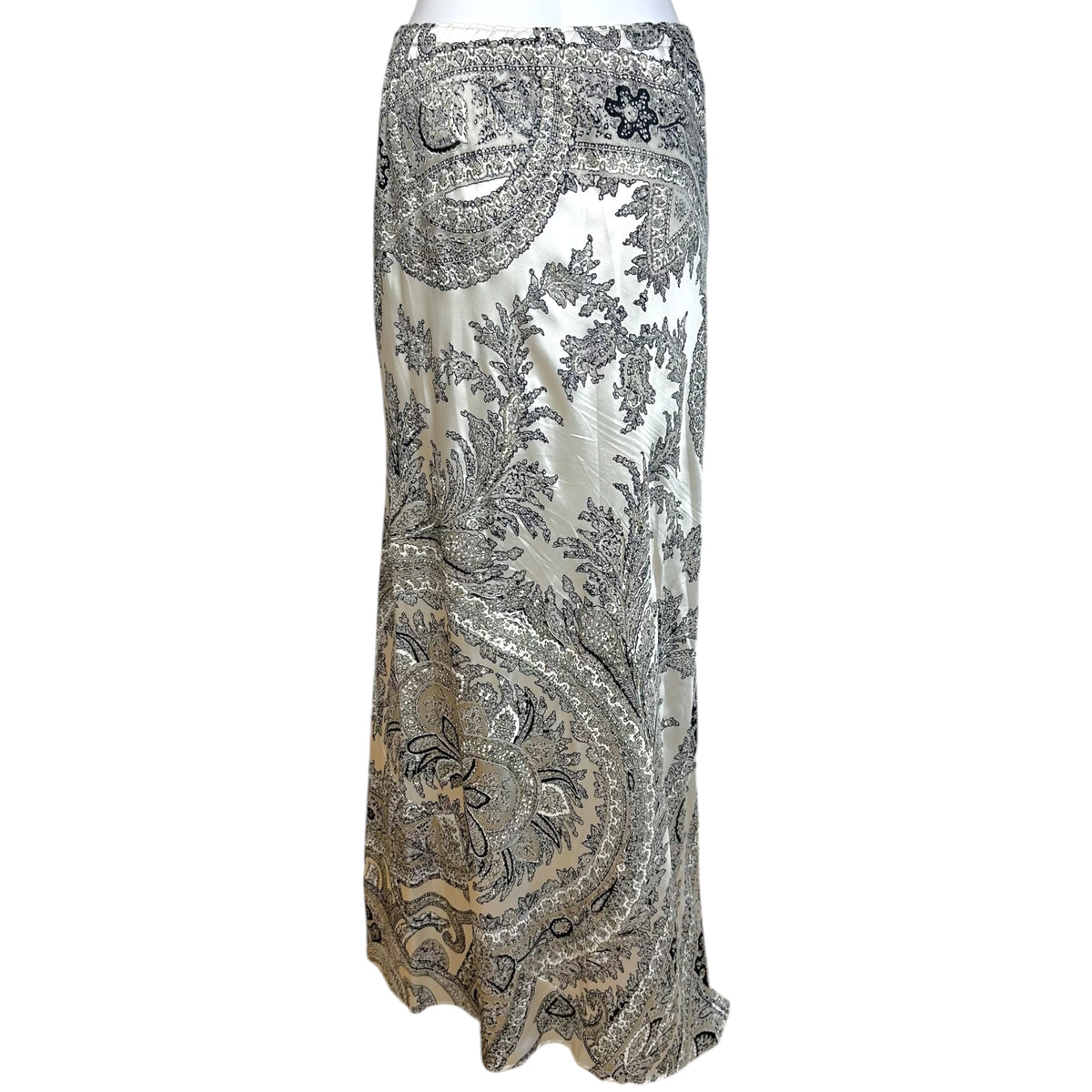 Roberto Cavalli Silk Maxi Skirt Black White Metallic Paisley
