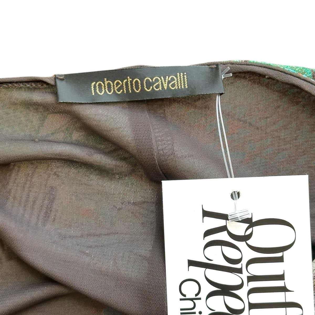 Roberto Cavalli Blue Feather Print Midi Dress