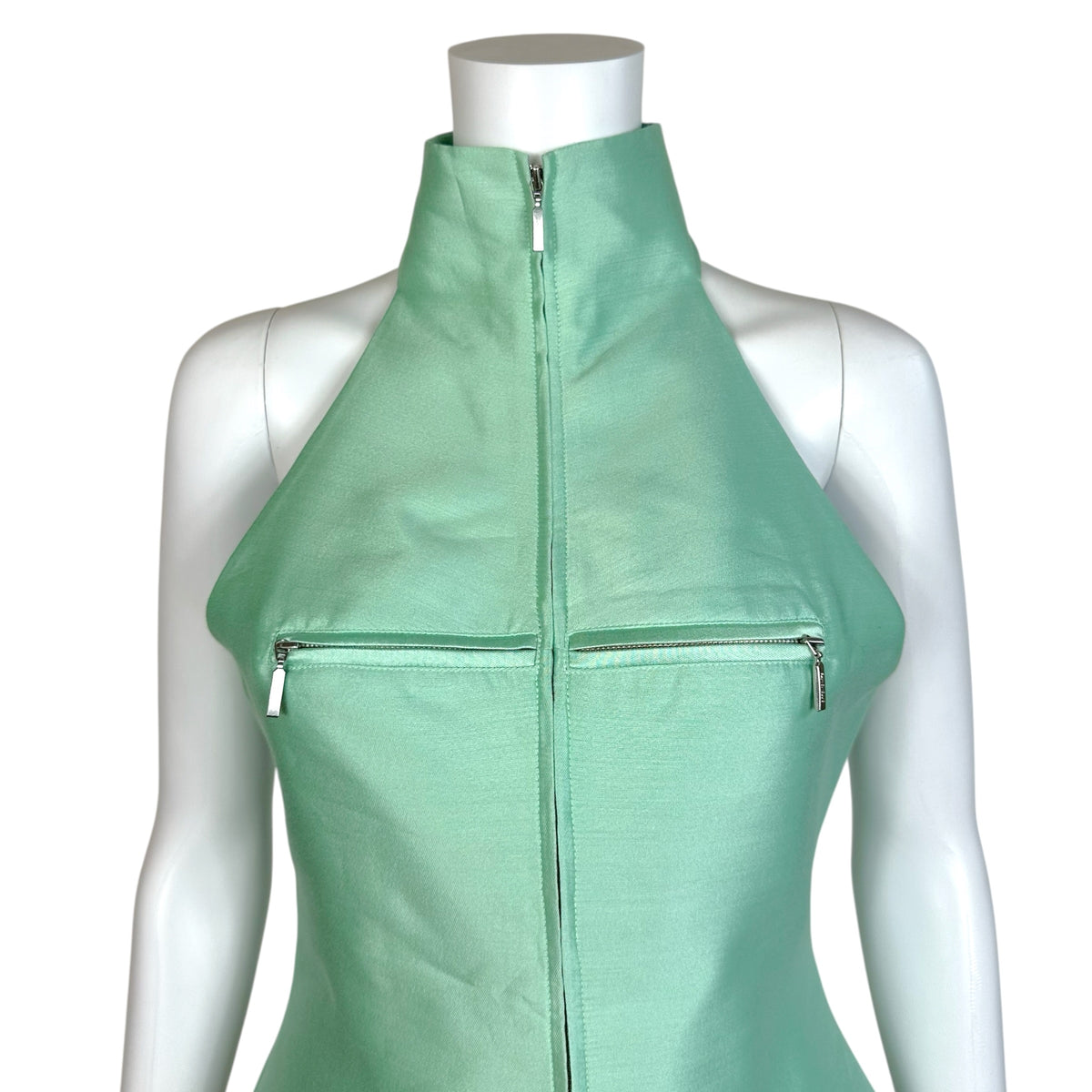 Fanci Club Mint Green Zip-Up Sleeveless Top Size S